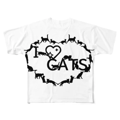 猫好き猫好きによる猫好きのためのアイテム フルグラフィックTシャツ