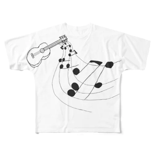 奏でるギター 線画 All-Over Print T-Shirt
