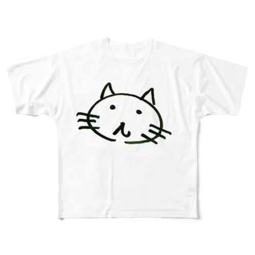 虚無顔のねこ フルグラフィックTシャツ