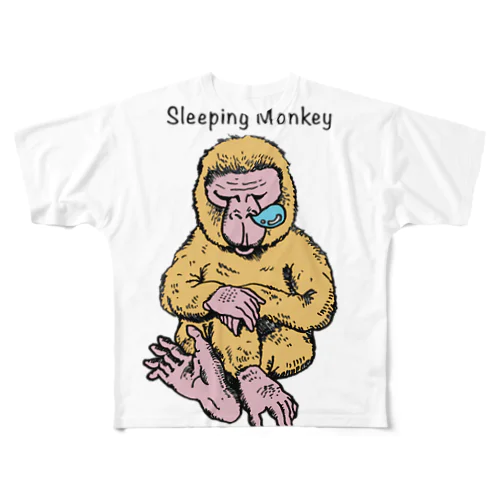 Sleeping Monkey カラーver フルグラフィックTシャツ