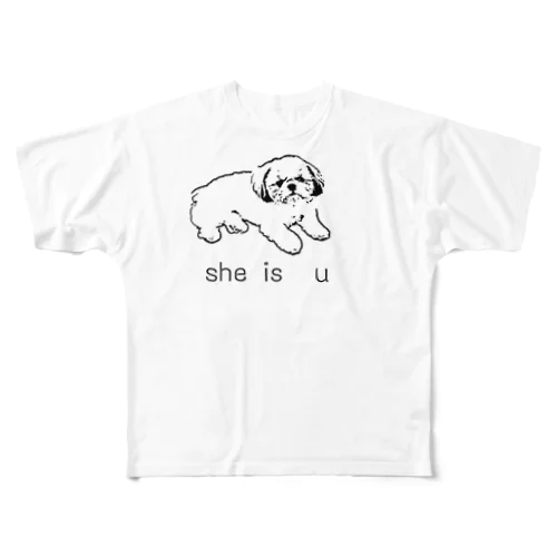 she is  u All-Over Print T-Shirt