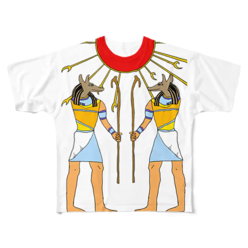 エジプト壁画のようなもの フルグラフィックTシャツ
