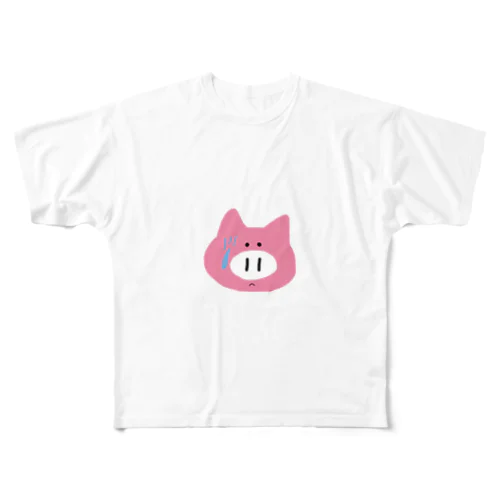 録画をミスって焦る豚ちゃん フルグラフィックTシャツ