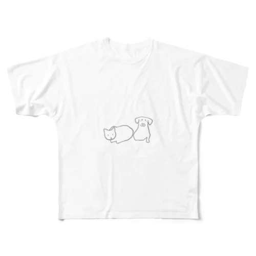 ねこ と いぬ All-Over Print T-Shirt