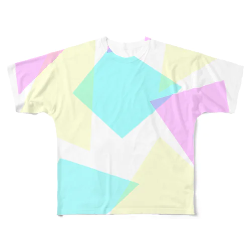 bule yellow pink フルグラフィックTシャツ