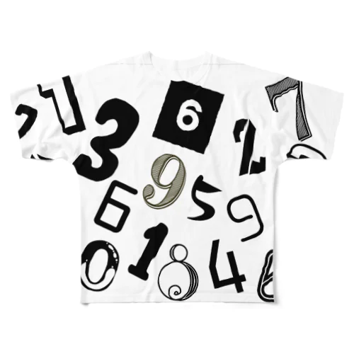 数字【0～9】 フルグラフィックTシャツ