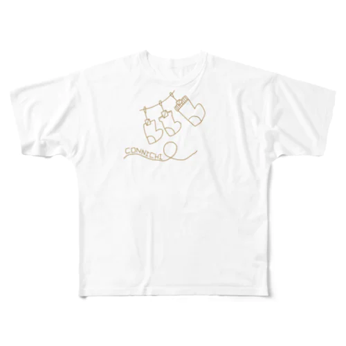 こんにちWA（靴下） フルグラフィックTシャツ