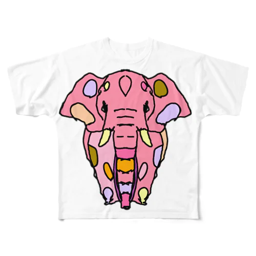 Elephant☆PINK　(ピンク色の象)　Full of vitality　(フル　オブ　バイタリティ) All-Over Print T-Shirt