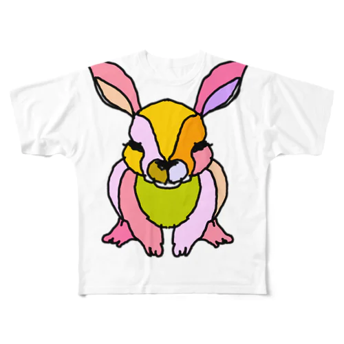 pink☆rabbit　(ピンクのうさぎ)　ピンクバージョン　Full of vitality　(フル　オブ　バイタリティ) All-Over Print T-Shirt