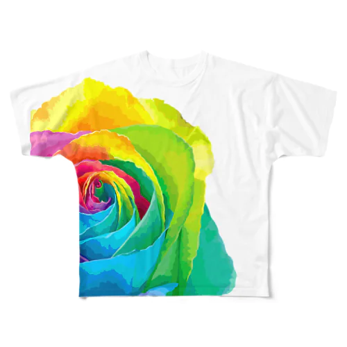 Rainbow rose(Single) フルグラフィックTシャツ