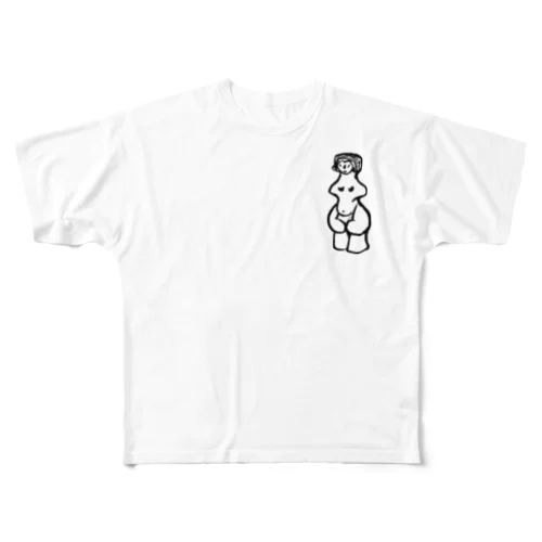 前面(片面)プリント　縄文のビーナスさん　土偶シリーズ All-Over Print T-Shirt