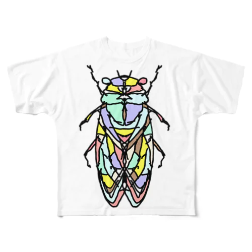 cicada(せみ)カラーバージョン(大)Full of vitality　(フル　オブ　バイタリティ) All-Over Print T-Shirt