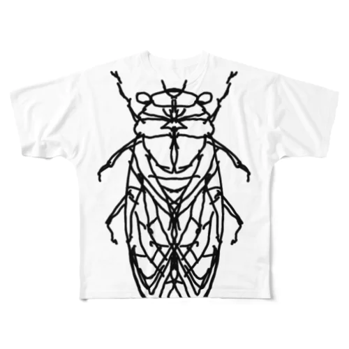 cicada☆モノトーンバージョン　(せみ)　Full of vitality　(フル　オブ　バイタリティ) All-Over Print T-Shirt