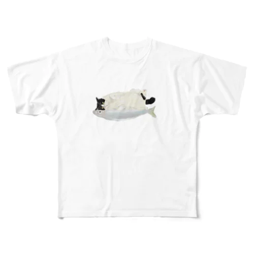 夢見る猫 フルグラフィックTシャツ