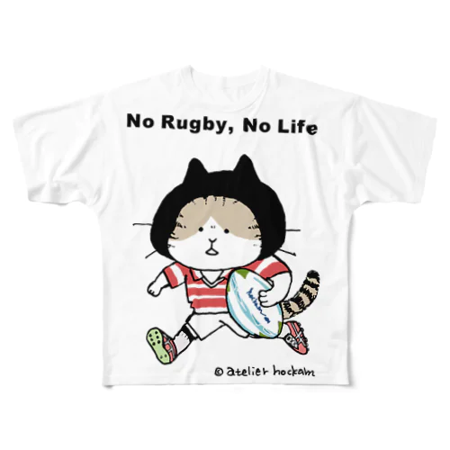 ラグビーねこ　#ラグビー #猫 フルグラフィックTシャツ