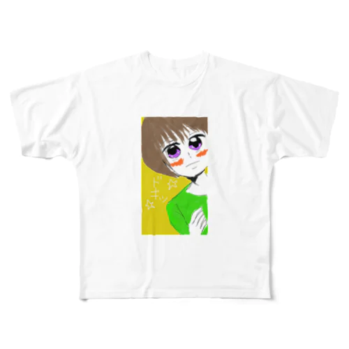 可愛い女の子。 フルグラフィックTシャツ