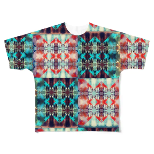 金魚チェック All-Over Print T-Shirt