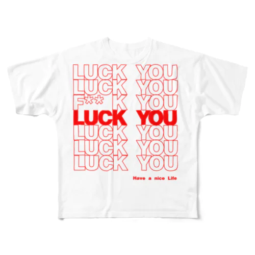 “F” & LUCK YOU LOGO フルグラフィックTシャツ