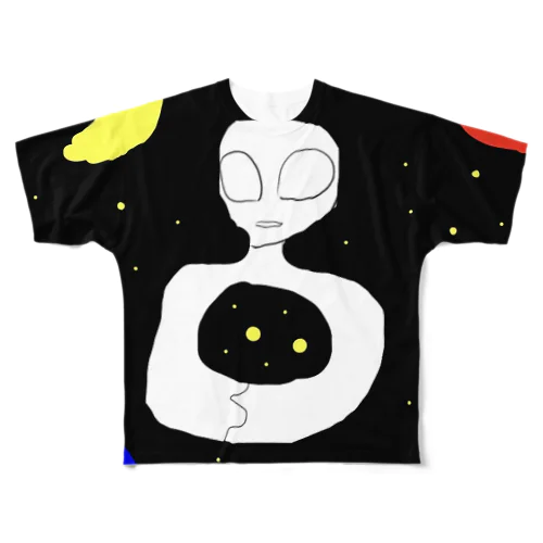 ゆめかわいい宇宙人の浮き輪 フルグラフィックTシャツ