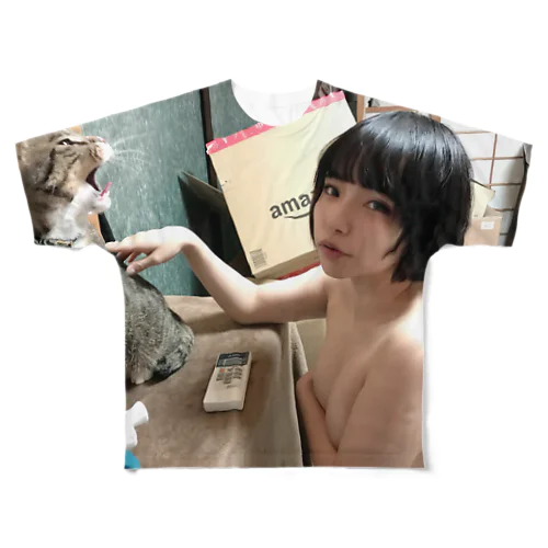 ねこ フルグラフィックTシャツ