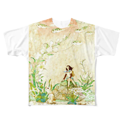 金魚草図 フルグラフィックTシャツ