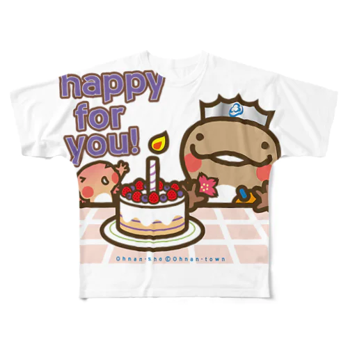 邑南町ゆるキャラ：オオナン・ショウ『Happy for you』 All-Over Print T-Shirt