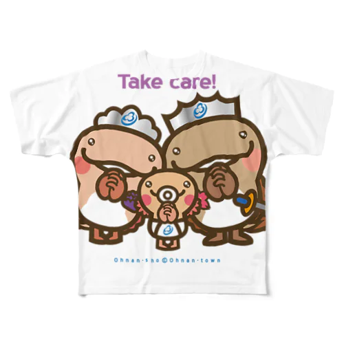 邑南町ゆるキャラ：オオナン・ショウ『Take care!』 フルグラフィックTシャツ