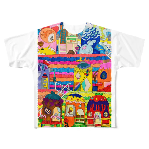 カラフルなお家 All-Over Print T-Shirt