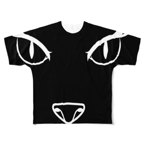 黒猫 フルグラフィックTシャツ