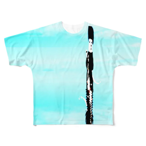 塩湖に立つ猫 フルグラフィックTシャツ