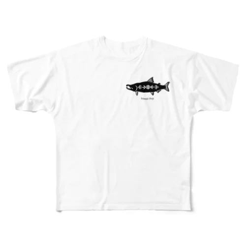 鮭   アイヌ模様 フルグラフィックTシャツ