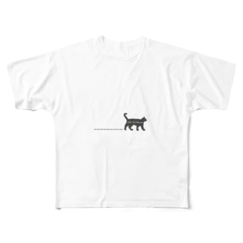 Chat noir marche  All-Over Print T-Shirt