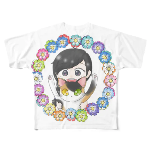 ナナミちゃんと猫 All-Over Print T-Shirt