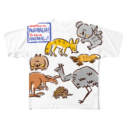 オーストラリアアニマル(500円募金) フルグラフィックTシャツ