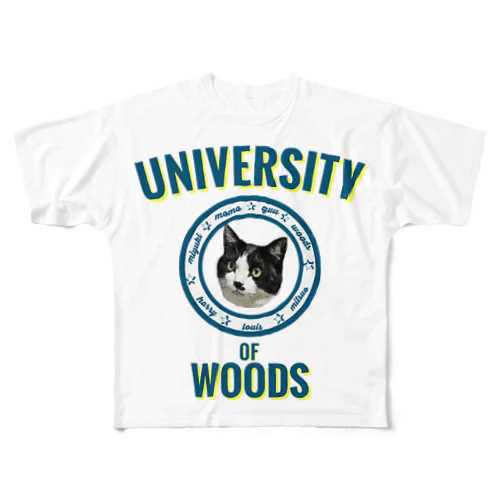 WOODS UNIVERSITY フルグラフィックTシャツ