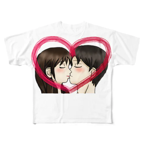 Kiss with heart♥ All-Over Print T-Shirt