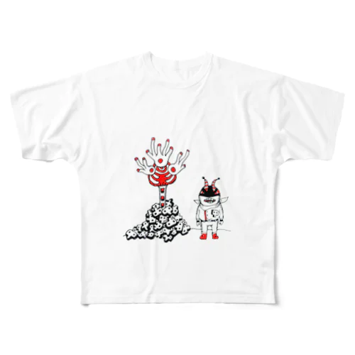 風景絵(赤色の２) All-Over Print T-Shirt