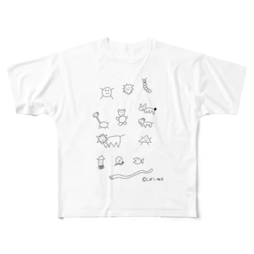 海と森の生き物たち フルグラフィックTシャツ