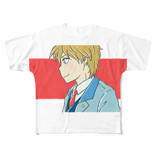 横顔（少年） フルグラフィックTシャツ