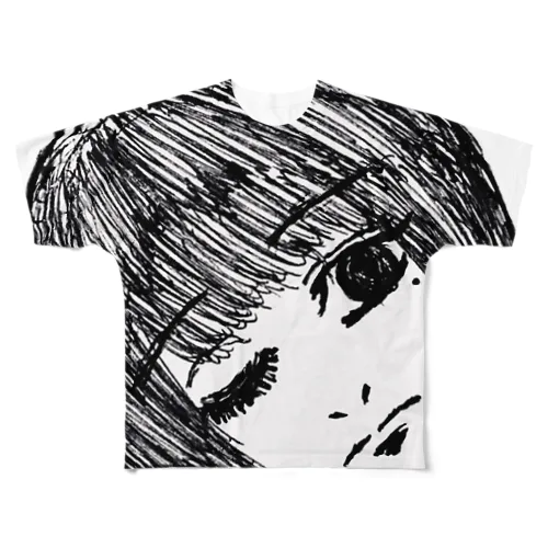 傾げる生首ちゃん。 フルグラフィックTシャツ