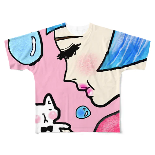 メルちゃんと白猫ぽんち All-Over Print T-Shirt