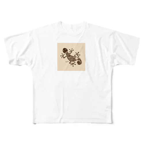 ヤモリ(geko) フルグラフィックTシャツ