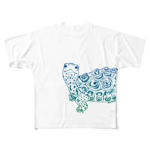 ダイヤモンドバックテラピン 青緑　 All-Over Print T-Shirt