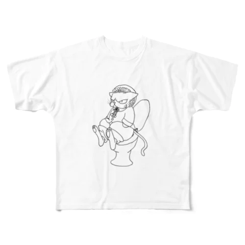 pooping cat All-Over Print T-Shirt
