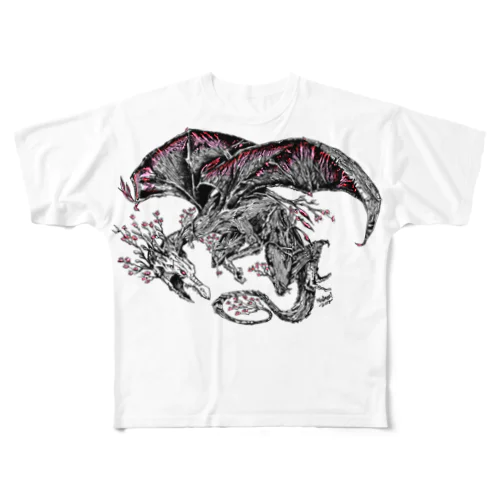 Dragon Sakura 桜龍 All-Over Print T-Shirt