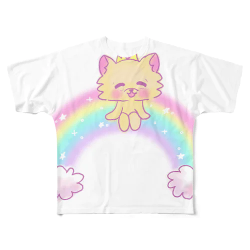 おにぎりチワワ メルヘンチワワ NAMACOLOVE Rainbow 虹 All-Over Print T-Shirt