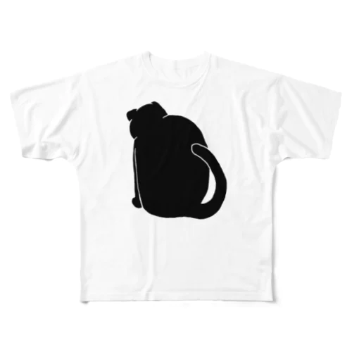 太ったねこのうしろすがた フルグラフィックTシャツ