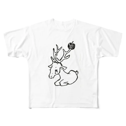鹿 フルグラフィックTシャツ