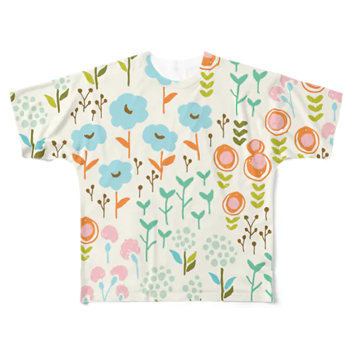 花柄カラフル All-Over Print T-Shirt