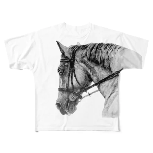 がんばる馬Tシャツ（ブラック）  All-Over Print T-Shirt